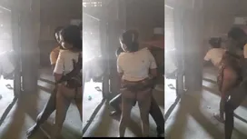 Cheating village housewife secret standing fuck with neighbour