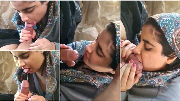 Beautiful Afghan girl Noor jerking off and sucking bf’s thick dick