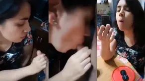 Cute Argentina girl getting BF’s cum on Oreo viral video