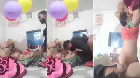 Desi Indian couple hardcore sex after birthday celebration