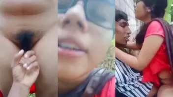 Virgin Tamil girl hairy pussy fingered and riding dick outdoor sex