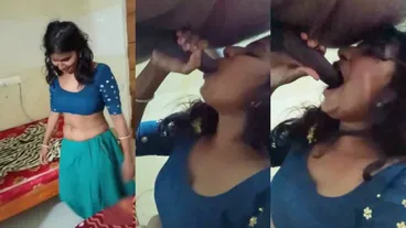 Newly married shy Telugu girl giving blowjob to husband