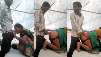 Mature Marathi couple quick blowjob and doggy fuck inside a tent