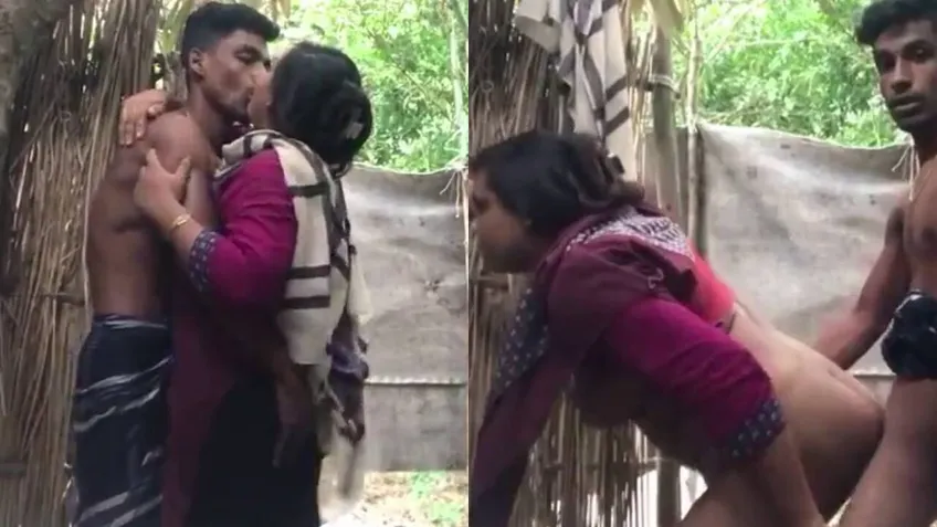 Desi muslim biwi’s boobs sucked & pussy banged behind house